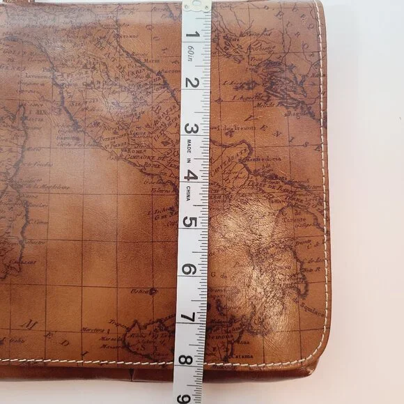 Patricia Nash Leather Crossbody – Vintage Map Print in Riot Rust - Picture 14 of 15